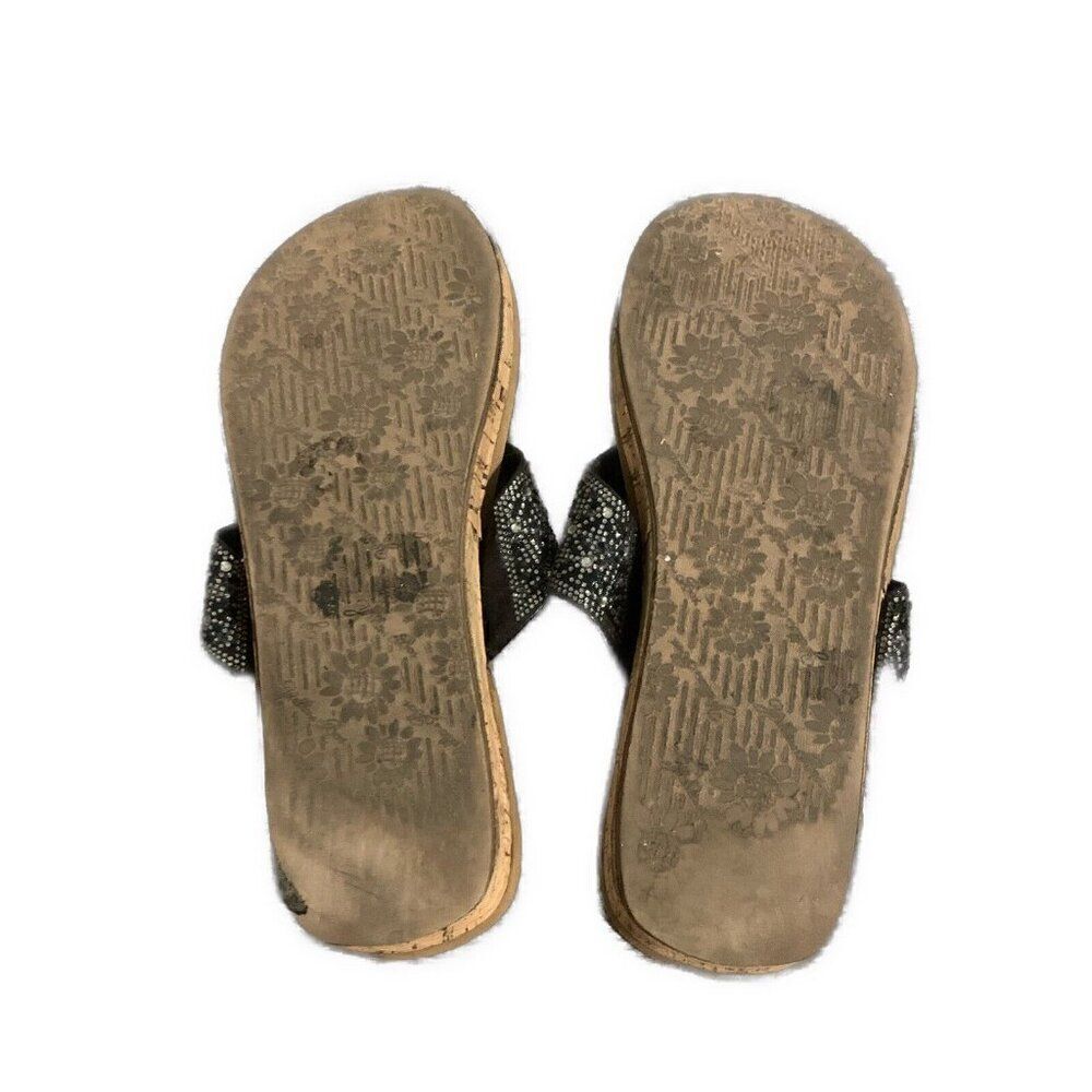 Yellowbox Comfort Cushion Black Brown Silver Crystal Flip Flops Sandals 7.5 - Picture 2 of 5